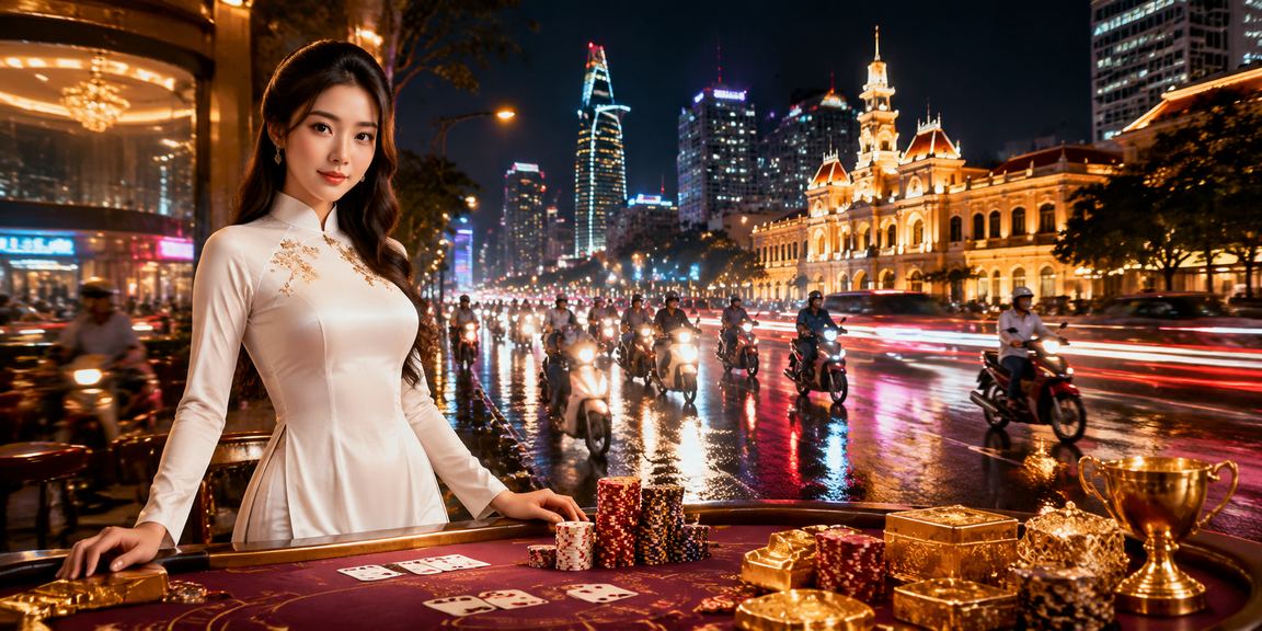Người chơi bài tại TP.HCM trong trang phục áo dài, thể hiện văn hóa giải trí Việt Nam